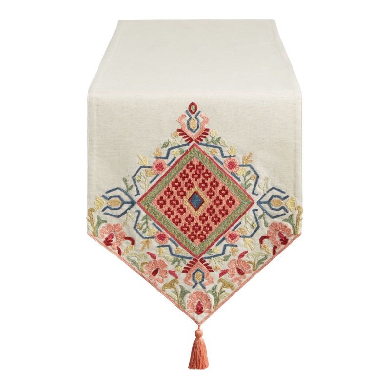 Multicolor Embroidered Medallion Table Runner