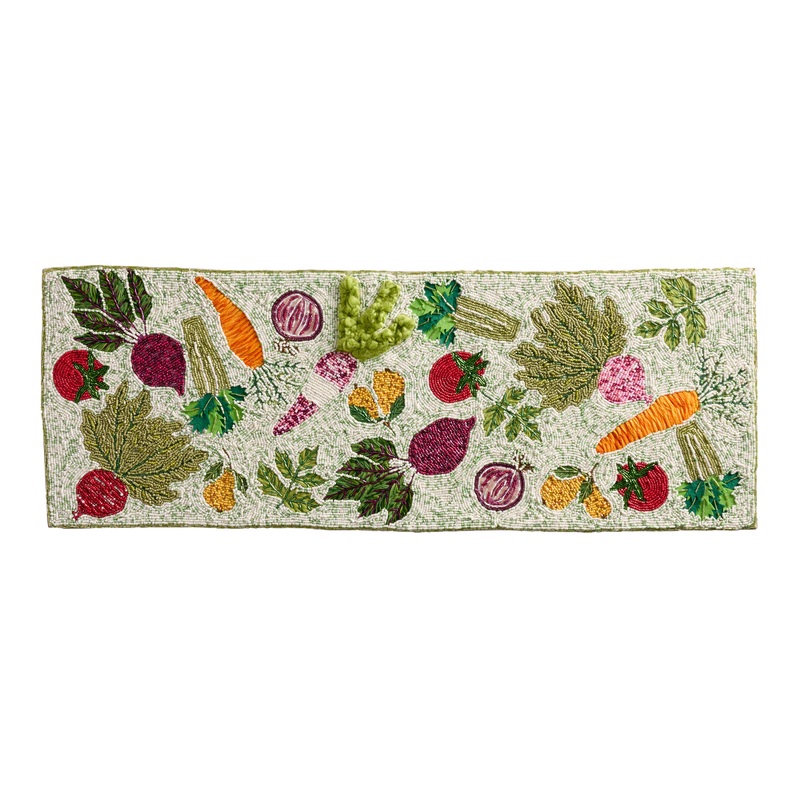 Multicolor Fall Farmers Market Beaded Table Runner