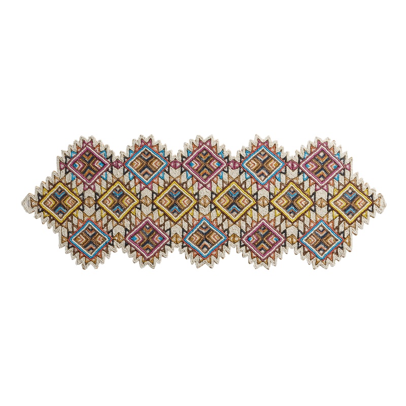 Multicolor Geometric Beaded Table Runner