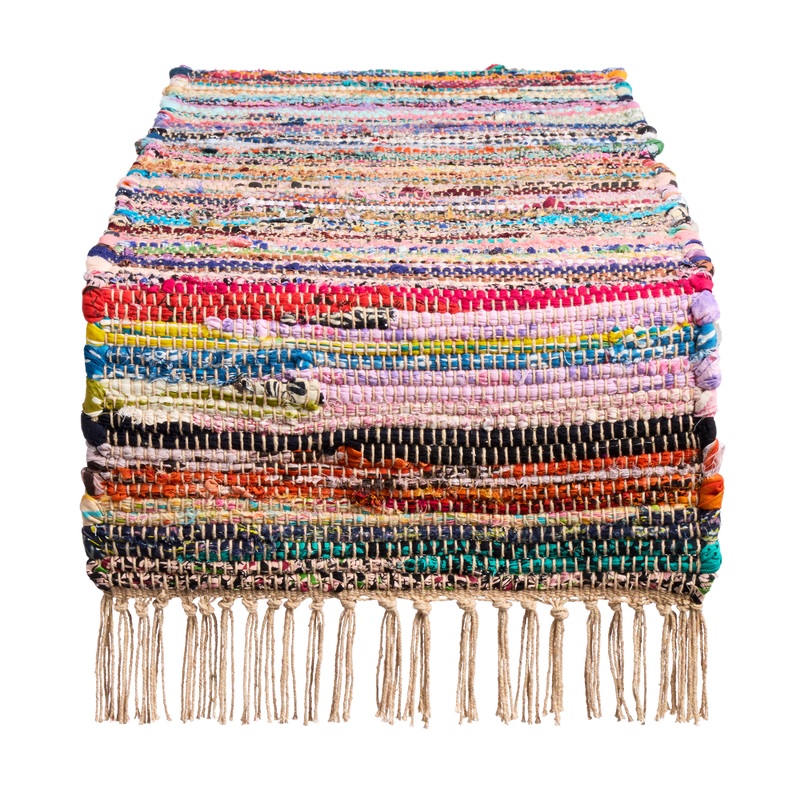 Multicolor Woven Chindi Table Runner