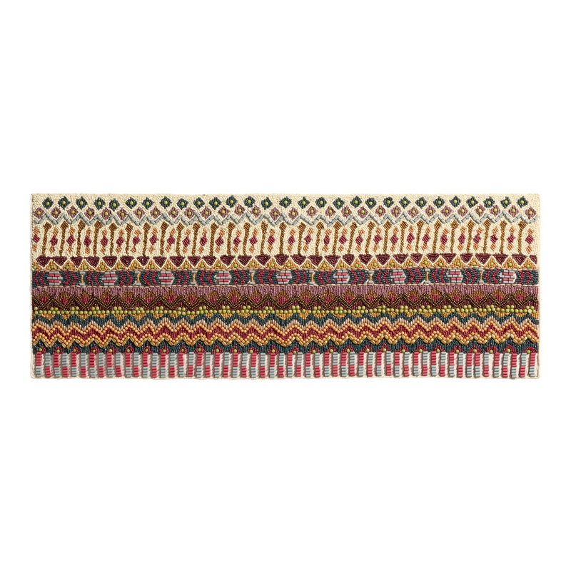 Muted Multicolor Geo Stripe Beaded Table Runner