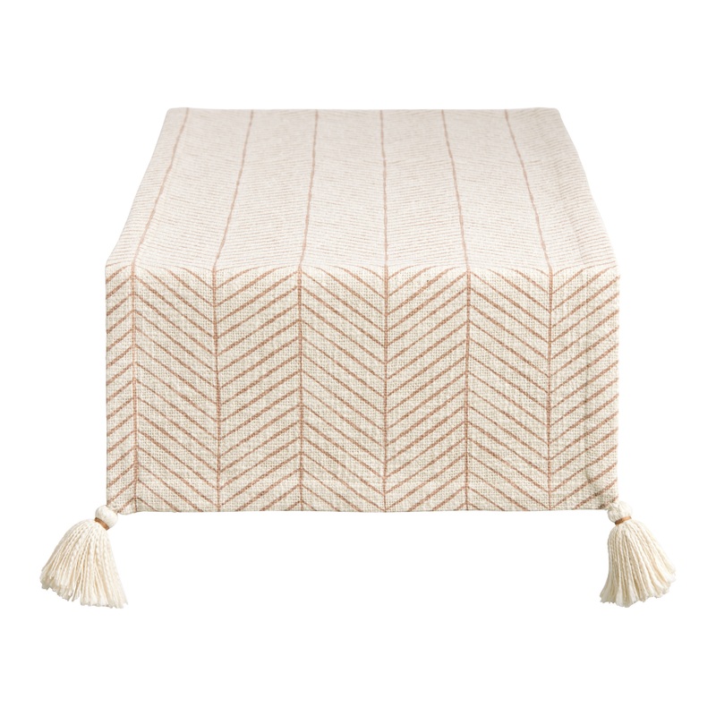 Natural Ivory And Brown Chevron Table Runner