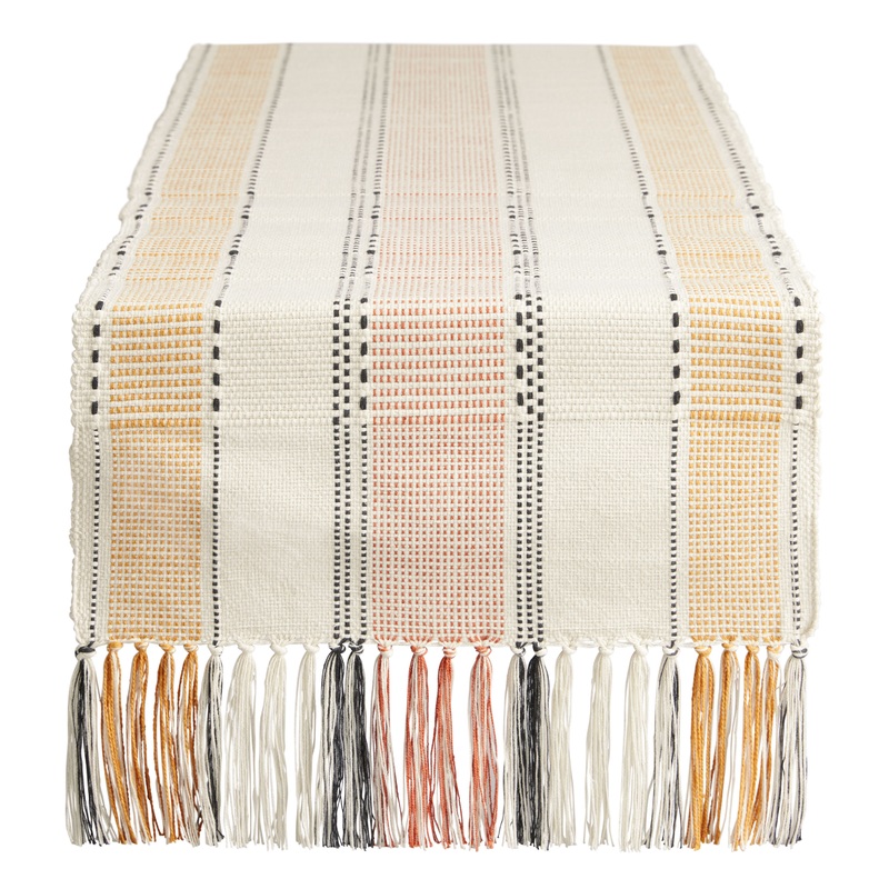 Orange And Tan Jute Stripe Table Runner