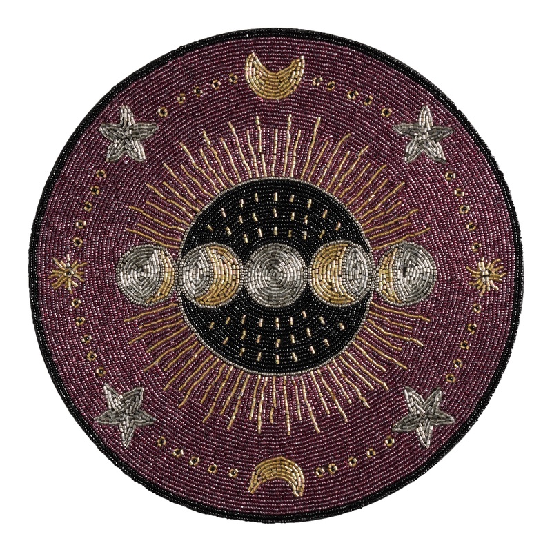 Purple Celestial Moon Phase Beaded Placemat