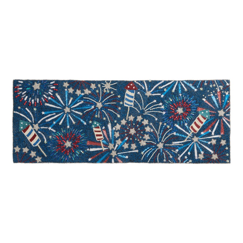 Red, White and Blue Firework Rocket Beaded Table Runner