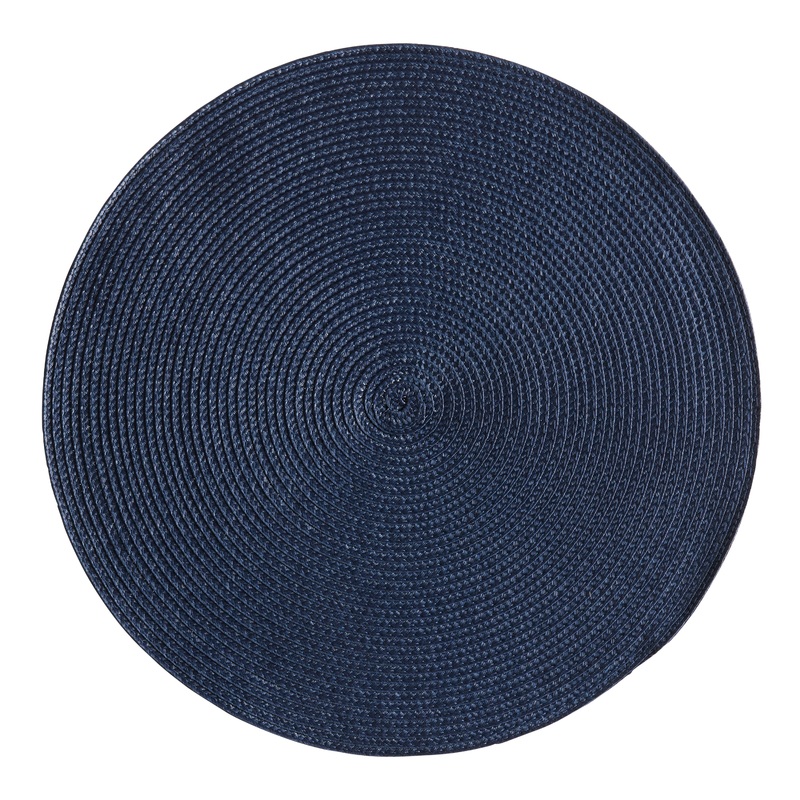 Round Navy Blue Woven Wipe Off Placemat Set of 4