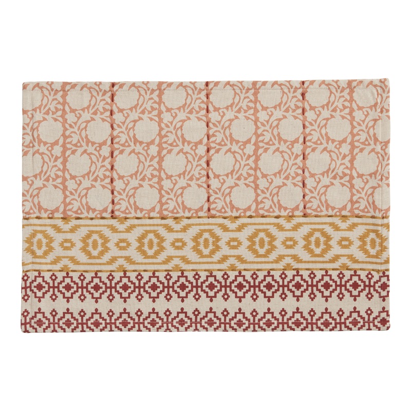 Screen Print Kantha Stitch Upcycled Placemat Set of 4