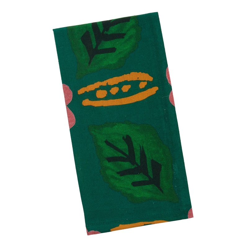 Dark Green And Pink Floral Print Napkin Set of 4