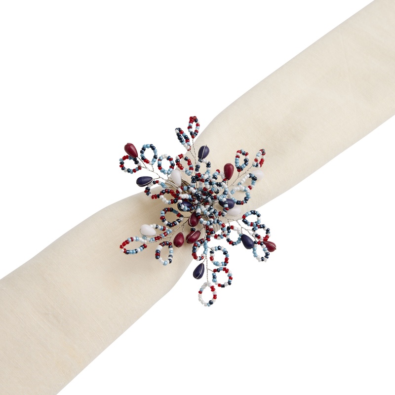 Fireworks Spray Beaded Napkin Ring Set of 2