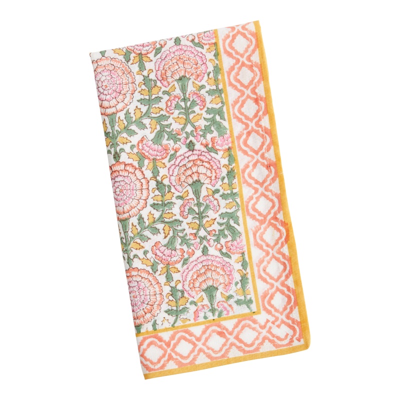 Floral Block Print Bordered Napkin