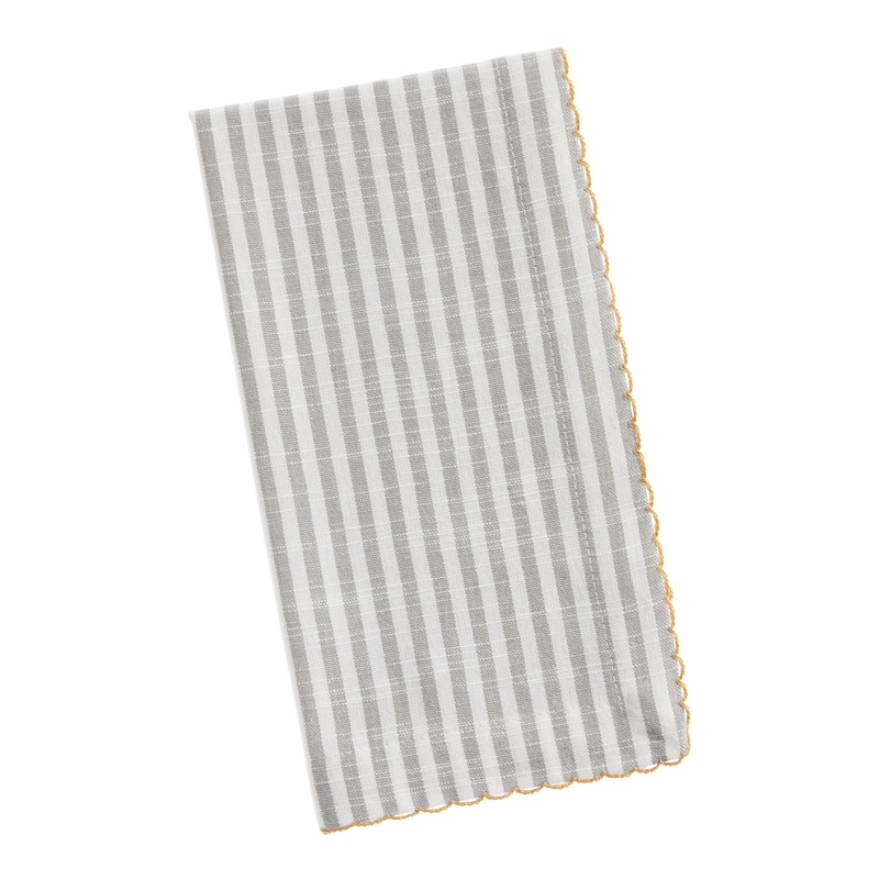 Gray And White Woven Stripe Napkin Set of 2