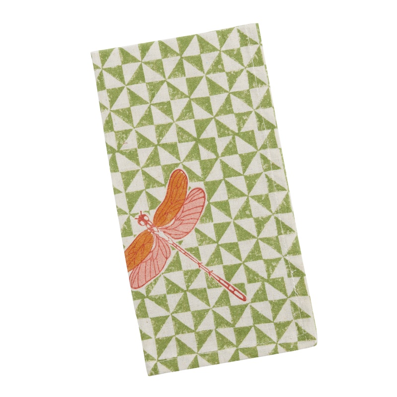 Green Dragonfly Geo Print Napkin Set of 4