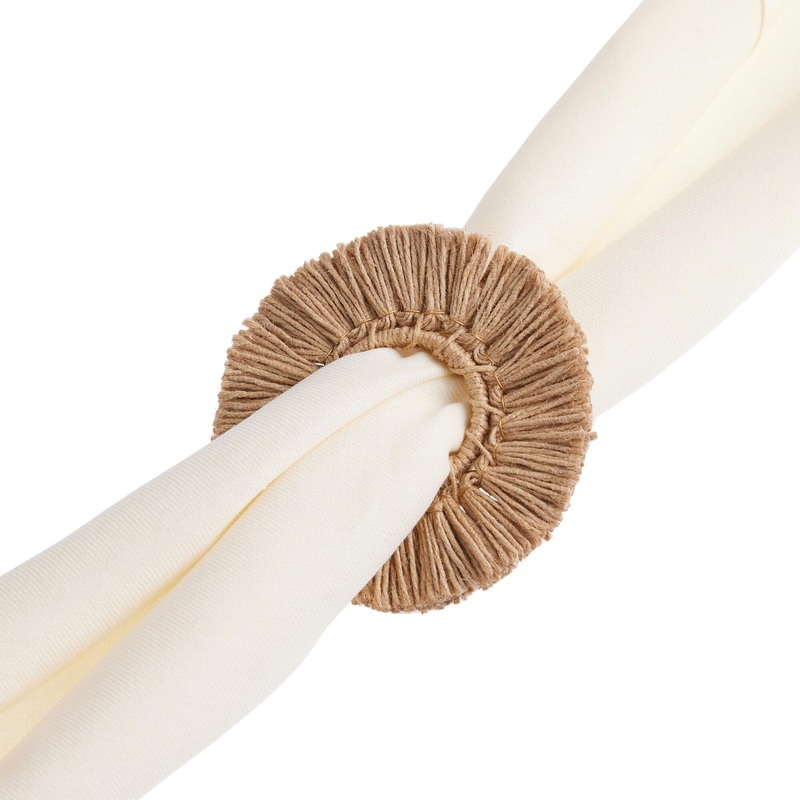 Jute Fringe Napkin Rings Set Of 2