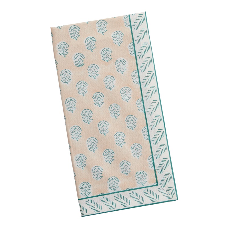 Light Orange And Blue Block Print Napkin