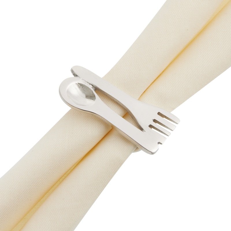 Metal Spoon and Fork Napkin Ring Set of 4