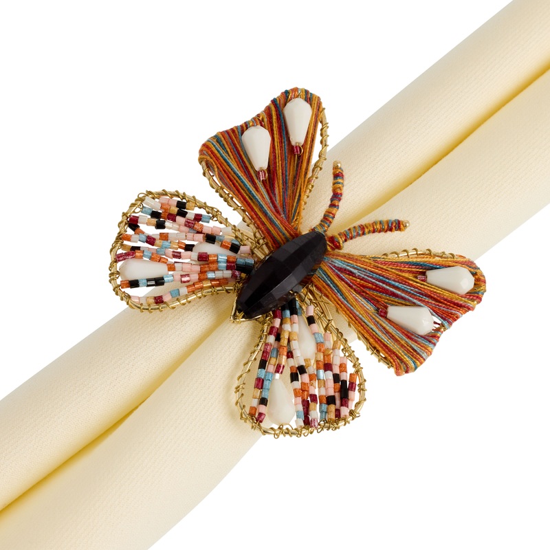 Multicolor Butterfly Beaded Napkin Ring