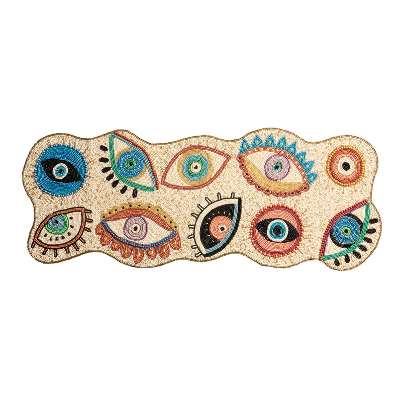 Multicolor Evil Eye Beaded Table Runner