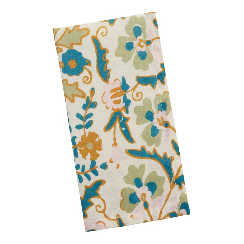Multicolor Screen Print Floral Napkin Set of 4