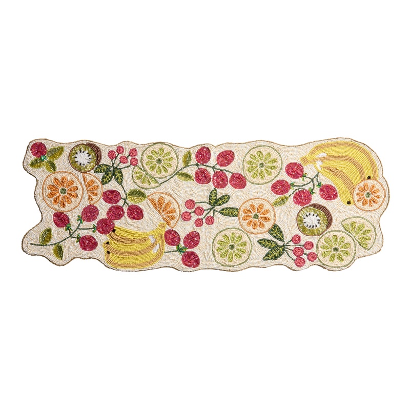 Multicolor Spring Fruit Beaded Table Runner