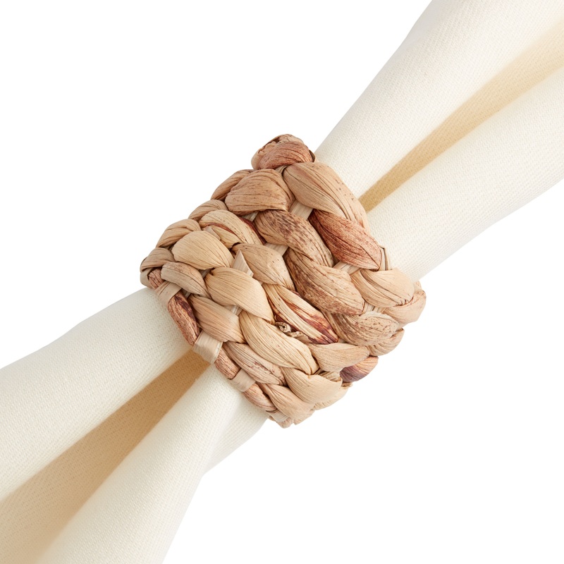 Natural Water Hyacinth Braided Napkin Rings 2 Pack