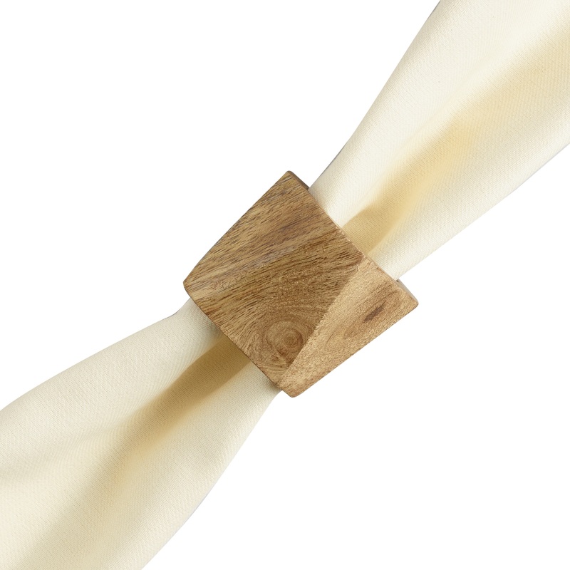 Natural Wood Geometric Napkin Rings Set Of 4