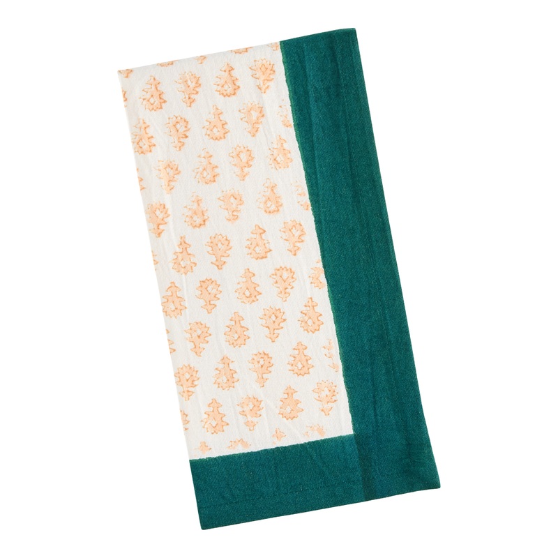 Orange and Teal Bhuti Floral Print Napkin
