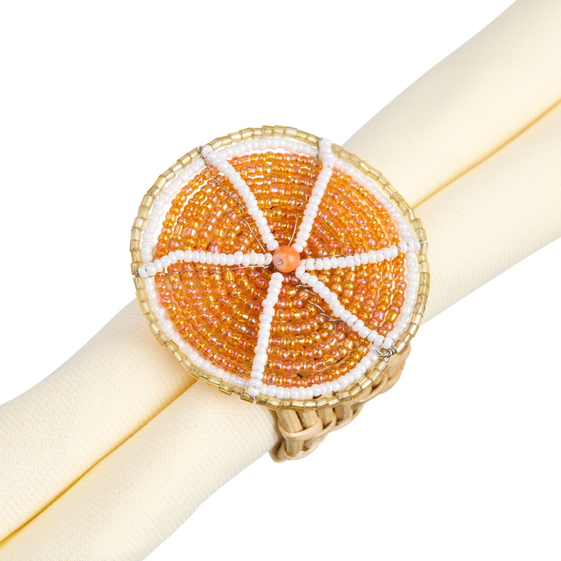 Rattan Cane Woven Beaded Fruit Napkin Ring