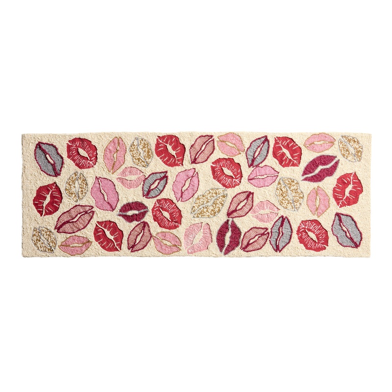 Red and Pink Lips Beaded Table Runner