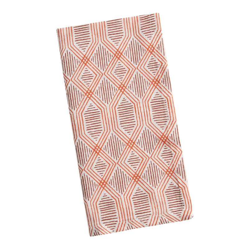 Red Geo Printed Cotton Napkins Set of 4