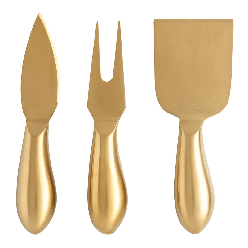 Rumbled Gold Cheese Knives 3 Piece Set