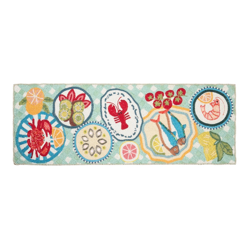 Seafood Picnic Beaded Table Runner