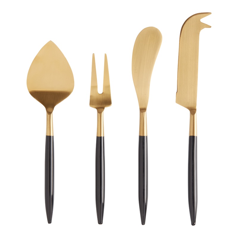 Shay Black And Gold Cheese Knives 4 Piece Set