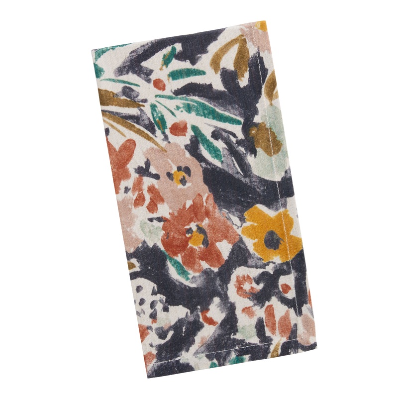 Watercolor Embroidered Floral Napkin Set of 2