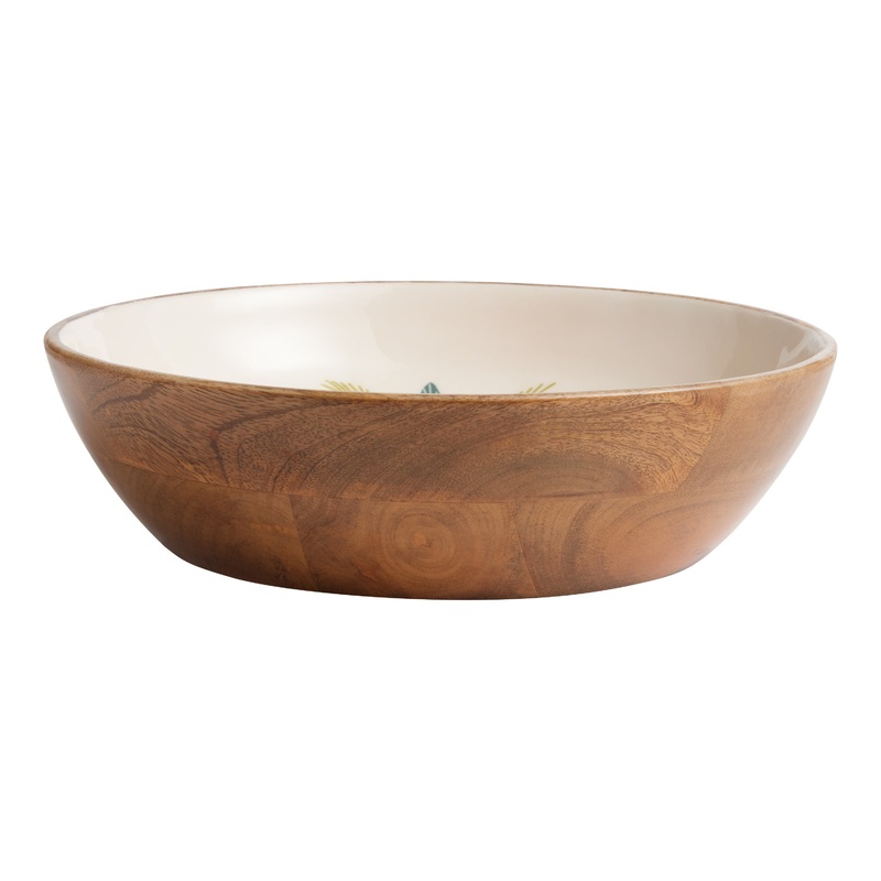 Bali Tropics Chatting Monkeys Enamel Wood Serving Bowl