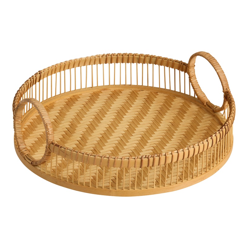 Bamboo and Rattan Woven Serving Tray