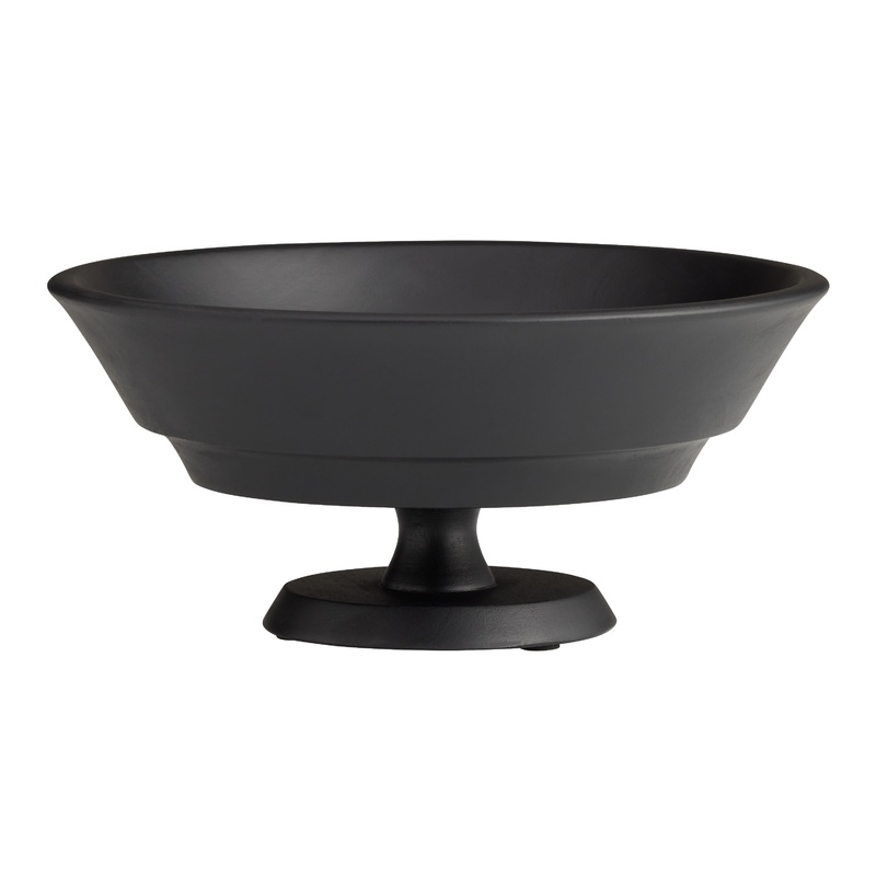 Black Mango Wood Pedestal Serving Bowl