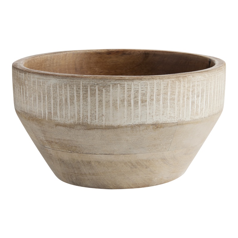 Chadi Whitewash Mango Wood Serving Bowl