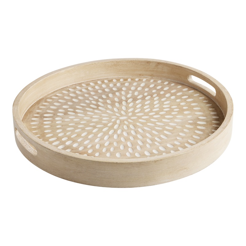 Chadi Whitewash Mango Wood Serving Tray