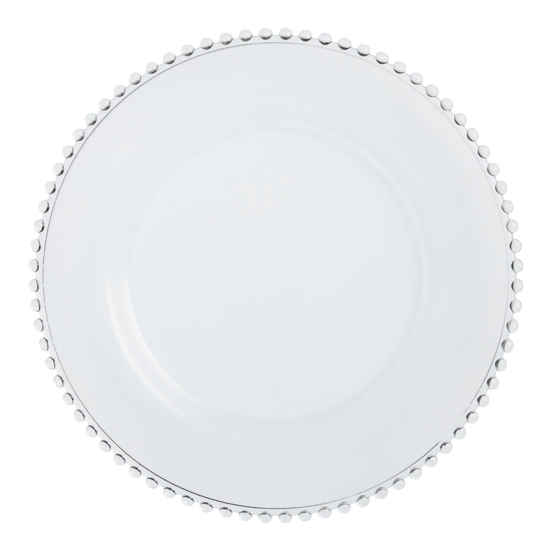 Clear Glass Beaded Rim Charger Plate