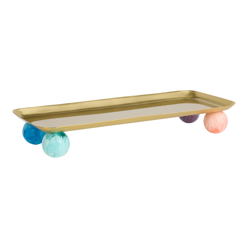 Color Pop Gold Metal and Resin Cocktail Serving Tray