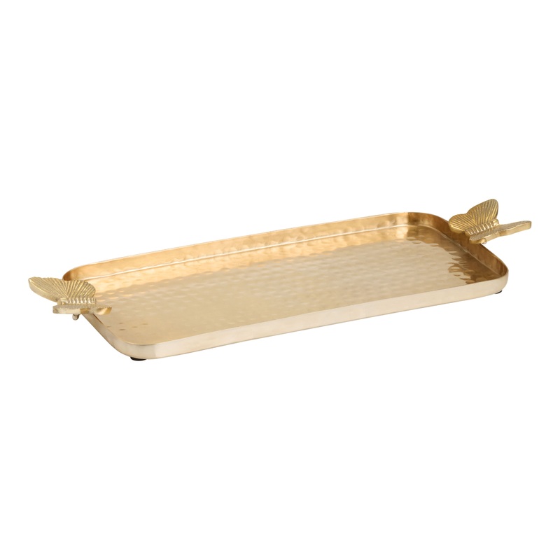Gold Hammered Metal Butterfly Serving Tray