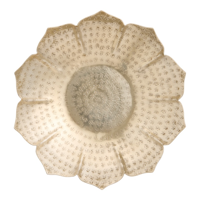 Gold Metal Hammered Lotus Shaped Serving Bowl