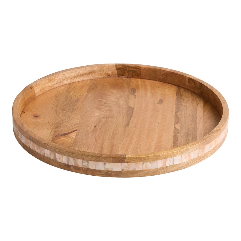 Mother-of-Pearl Inlay Wood Serving Tray