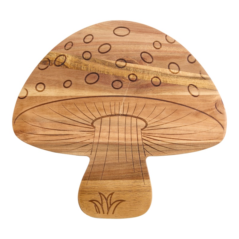Natural Acacia Wood Mushroom Figural Serving Board