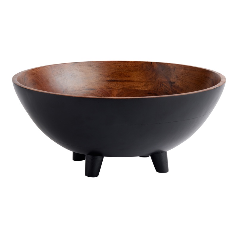 Neha Two Tone Acacia Wood Footed Serving Bowl