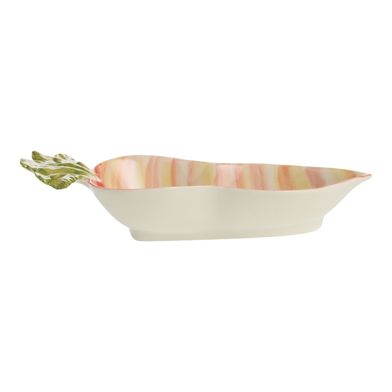 Orange Carrot Hand Painted Figural Serving Bowl