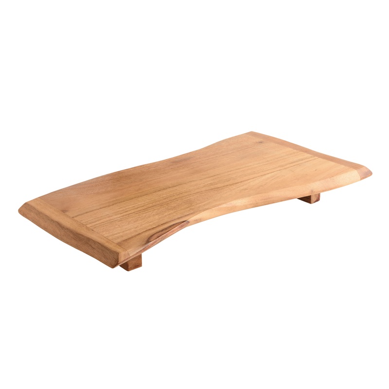 Organic Acacia Wood Pedestal Serving Tray