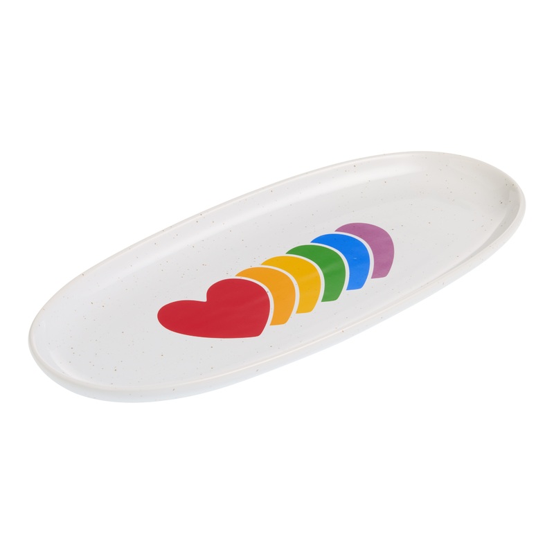 Oval Rainbow Ceramic Pride Heart Serving Platter