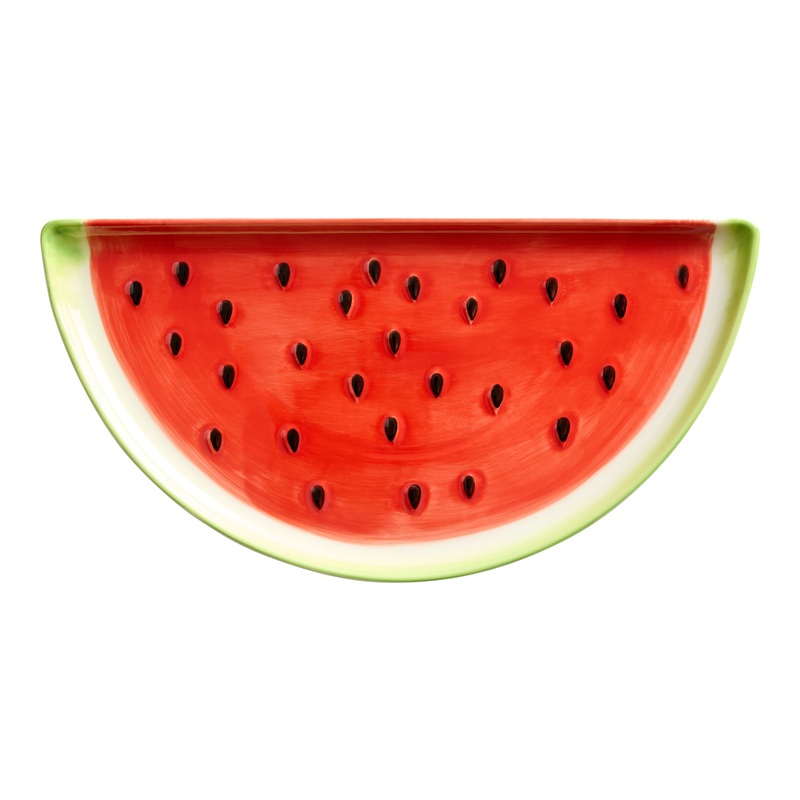Red and Green Watermelon Hand Painted Figural Serving Platter