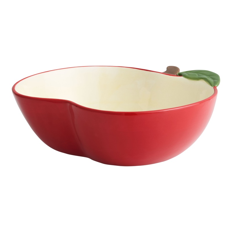 Red Apple Hand Painted Figural Serving Bowl